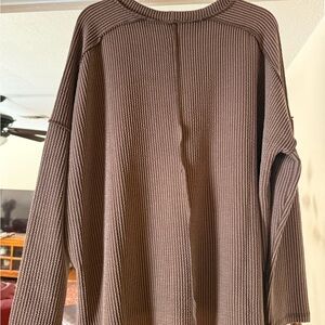 Zenana Outfitters Brown Ribbed Top
